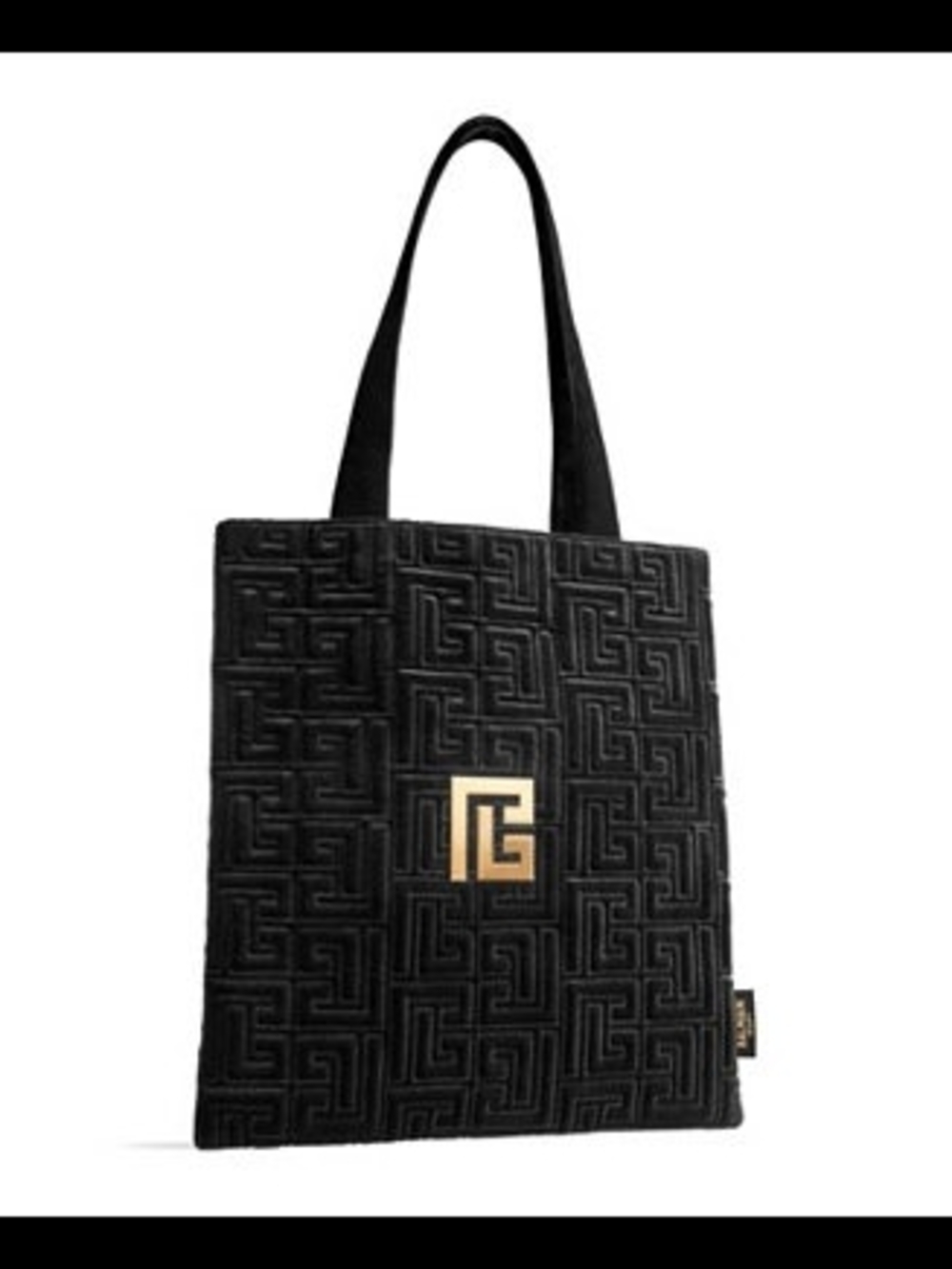 Balmain Black Quilted Tote Bag with Gold Logo